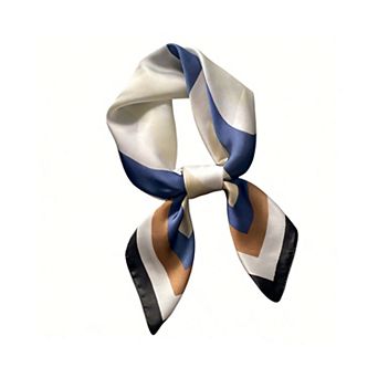 Geometric Color Block Square Satin Scarf Lightweight Hair Neck Accessory
