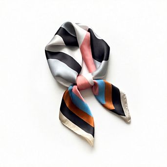 Geometric Color Block Square Satin Scarf Lightweight Hair Neck Accessory
