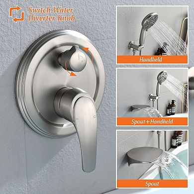 Wall Mount Single-Handle 7-Spray Tub and Shower Faucet With Handheld Shower Head (Valve Included)