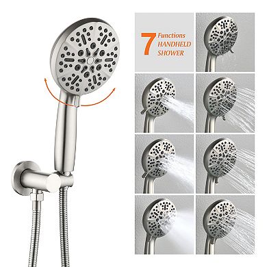 Wall Mount Single-Handle 7-Spray Tub and Shower Faucet With Handheld Shower Head (Valve Included)