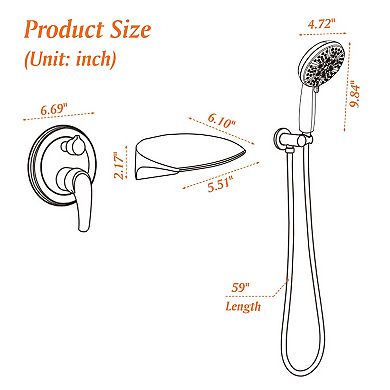 Wall Mount Single-Handle 7-Spray Tub and Shower Faucet With Handheld Shower Head (Valve Included)