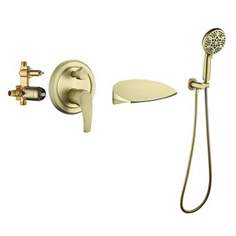Wall Mount Single-Handle 7-Spray Tub and Shower Faucet With Handheld Shower Head (Valve Included)
