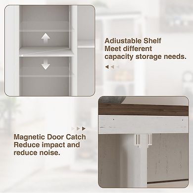 Farmhouse Storage Cabinet, 69"H Tall Pantry Cabinet with 2 Barn Doors & Adjustable Shelves for Home