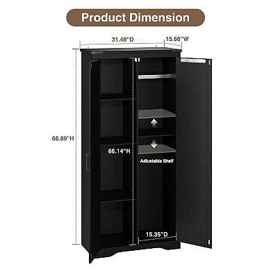 Farmhouse Storage Cabinet, 69"H Tall Pantry Cabinet with 2 Barn Doors & Adjustable Shelves for Home