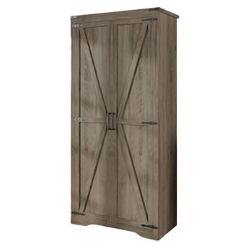 Farmhouse Storage Cabinet, 69"H Tall Pantry Cabinet with 2 Barn Doors & Adjustable Shelves for Home