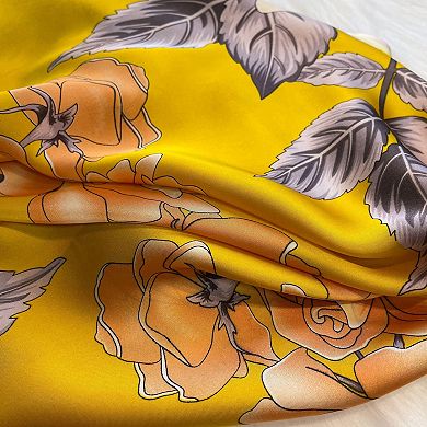 Floral Satin Square Scarf Lightweight Soft Hair Neck Wrap Accessory