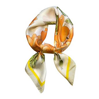 Floral Satin Square Scarf Lightweight Soft Hair Neck Wrap Accessory