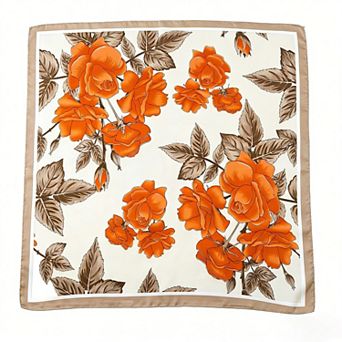 Floral Satin Square Scarf Lightweight Soft Hair Neck Wrap Accessory