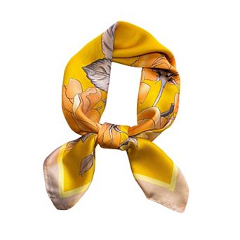 Floral Satin Square Scarf Lightweight Soft Hair Neck Wrap Accessory