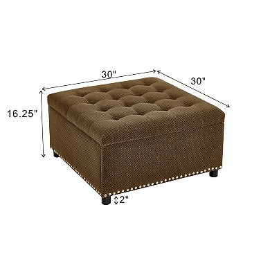 Tufted Storage Ottoman with Nailhead Trim