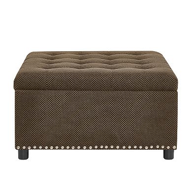 Tufted Storage Ottoman with Nailhead Trim