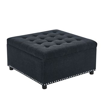 Tufted Storage Ottoman with Nailhead Trim