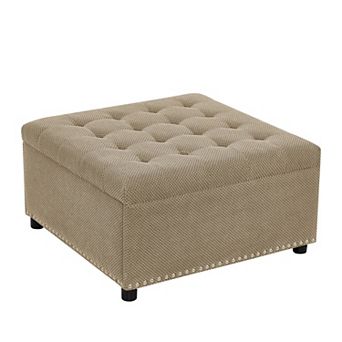 Tufted Storage Ottoman with Nailhead Trim