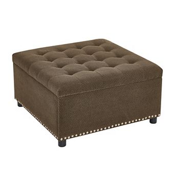 Tufted Storage Ottoman with Nailhead Trim