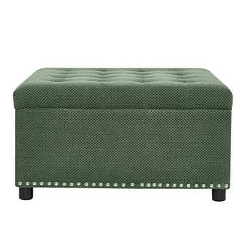 Tufted Storage Ottoman with Nailhead Trim