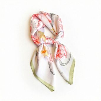 Floral Print Satin Square Scarf Soft Lightweight Hair Neck Wrap Fashion Accessory