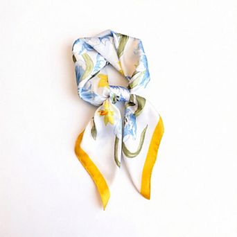 Floral Print Satin Square Scarf Soft Lightweight Hair Neck Wrap Fashion Accessory