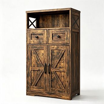 Vabches Farmhouse Storage Cabinet with Drawers, Kitchen Pantry Cupboard, 42.5 in Tall