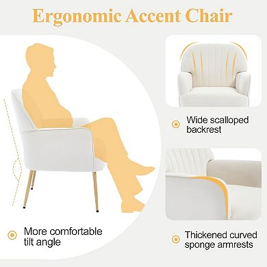 Upholstered Velvet Accent Chair with Metal Legs