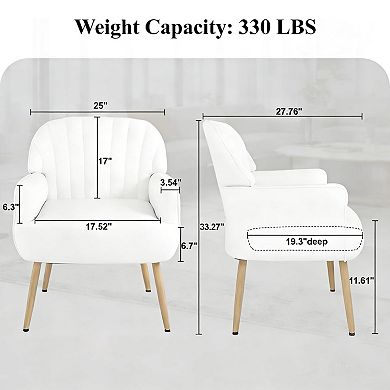 Upholstered Velvet Accent Chair with Metal Legs