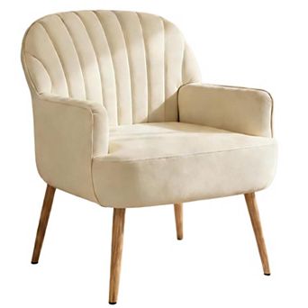 Upholstered Velvet Accent Chair with Metal Legs