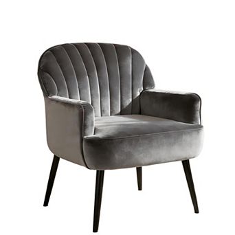 Upholstered Velvet Accent Chair with Metal Legs