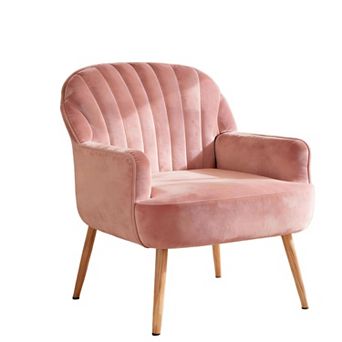 Upholstered Velvet Accent Chair with Metal Legs