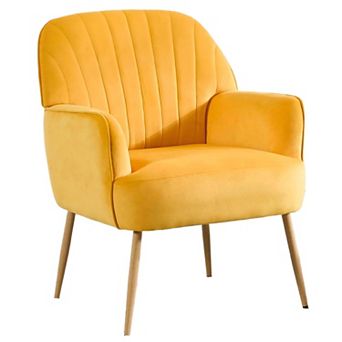 Upholstered Velvet Accent Chair with Metal Legs