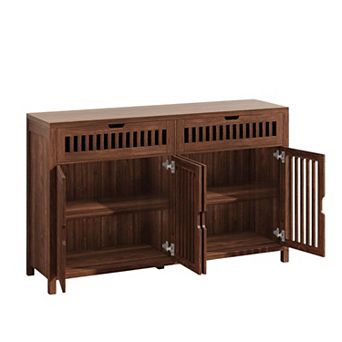 Modern Wood Buffet Cabinet with 4 Doors & 2 Drawers, Storage Sideboard for Dining Living Room