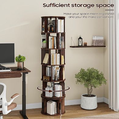 Home Space saving 6-Tier Rotating Bookshelf, 360° Spinning Book Tower for Living Room, Bedroom