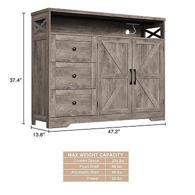 Farmhouse Buffet Cabinet with Drawers, Sideboard Storage Hutch for Kitchen Dining Room Coffee Bar