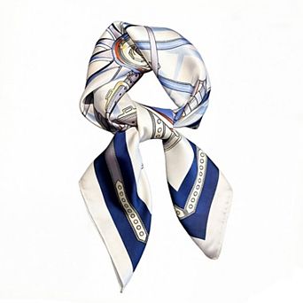 Womens Equestrian Print Square Scarf Elegant Vintage Harness Neck Wrap