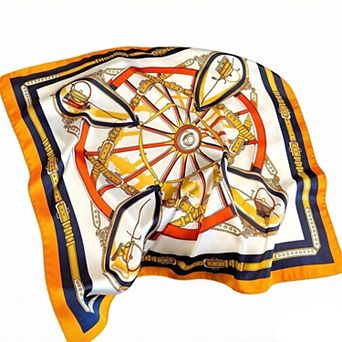Womens Equestrian Print Square Scarf Elegant Vintage Harness Neck Wrap