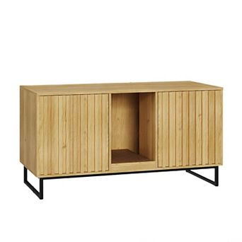 Large Cat Litter Box Enclosure with Scratch Pad, Double Hidden Cat House & TV Stand for 2 Cats