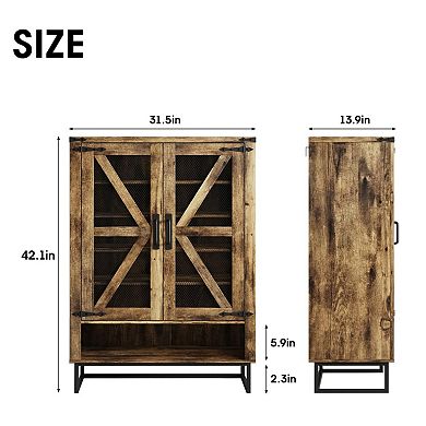 Farmhouse Shoe Storage Cabinet, 6-Tier Shoe Rack with Ventilated Mesh Doors & Adjustable Shelves