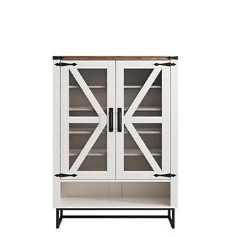 Farmhouse Shoe Storage Cabinet, 6 tier Shoe Rack with Ventilated Mesh Doors & Adjustable Shelves