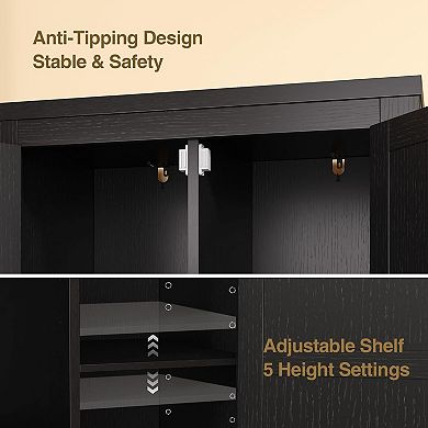 Farmhouse Kitchen Pantry Cabinet with Adjustable Shelves, Freestanding Cupboard for Dining Room