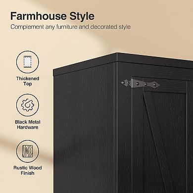 Farmhouse Kitchen Pantry Cabinet with Adjustable Shelves, Freestanding Cupboard for Dining Room