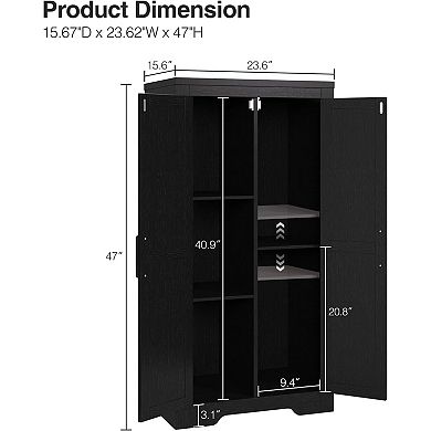 Farmhouse Kitchen Pantry Cabinet with Adjustable Shelves, Freestanding Cupboard for Dining Room