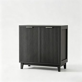 Vabches Fluted Storage Cabinet with Adjustable Shelves, Mid Century Modern Sideboard Buffet
