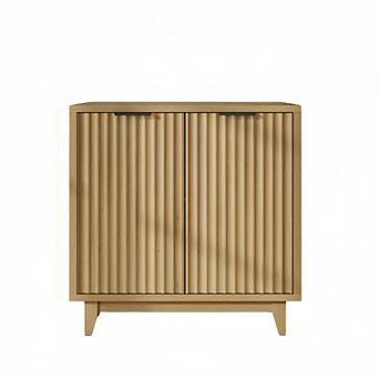 Fluted Sideboard Buffet Cabinet with 2 Doors,Accent Cabinet with Adjustable Shelves for Home