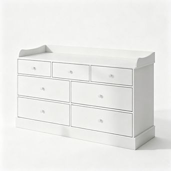Vabches Kids Dresser with 5 Drawers, Wooden Chest for Nursery Bedroom and Playroom Storage