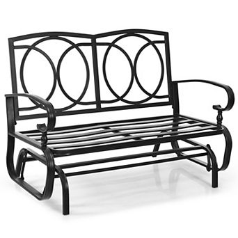 2-Person Outdoor Patio Glider Bench with Cushions and Steel Frame
