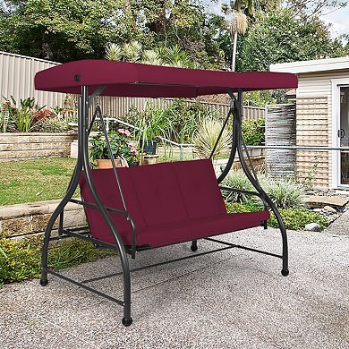 3 Seats Outdoor Swing Hammock with Adjustable Canopy
