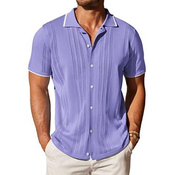 COOFANDY Men' Knitted Button Down Polo Shirt Classic Short Sleeve Shirts Casual Beach Shirts