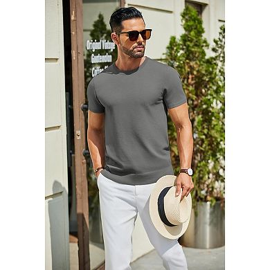 COOFANDY Men' Casul T Shirts Short Sleeve Crewneck Pullover Sweater Summer Knit Basic Tees