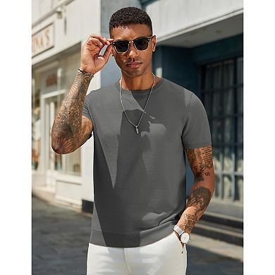 COOFANDY Men' Casul T Shirts Short Sleeve Crewneck Pullover Sweater Summer Knit Basic Tees