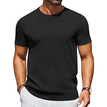 COOFANDY Men' Casul T Shirts Short Sleeve Crewneck Pullover Sweater Summer Knit Basic Tees