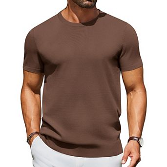 COOFANDY Men' Casul T Shirts Short Sleeve Crewneck Pullover Sweater Summer Knit Basic Tees