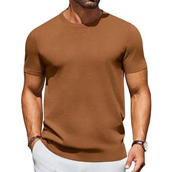 COOFANDY Men' Casul T Shirts Short Sleeve Crewneck Pullover Sweater Summer Knit Basic Tees